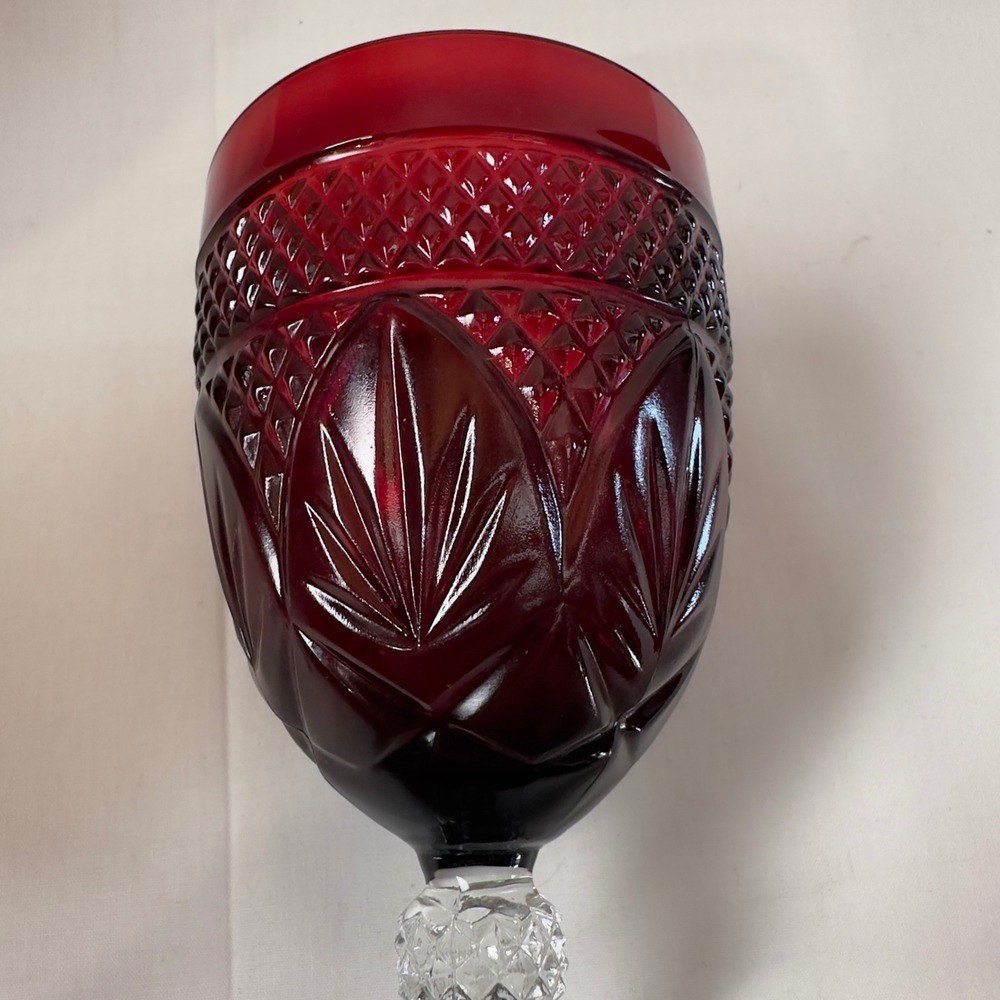 Cristal DArques Durand Antique Ruby‎ Red Water Wine Goblets Retired Set of 4 8in - Picture 3 of 16